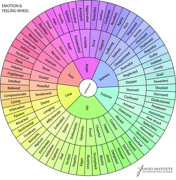 Click the feeling on the emotion wheel to learn more about how you are feeling..